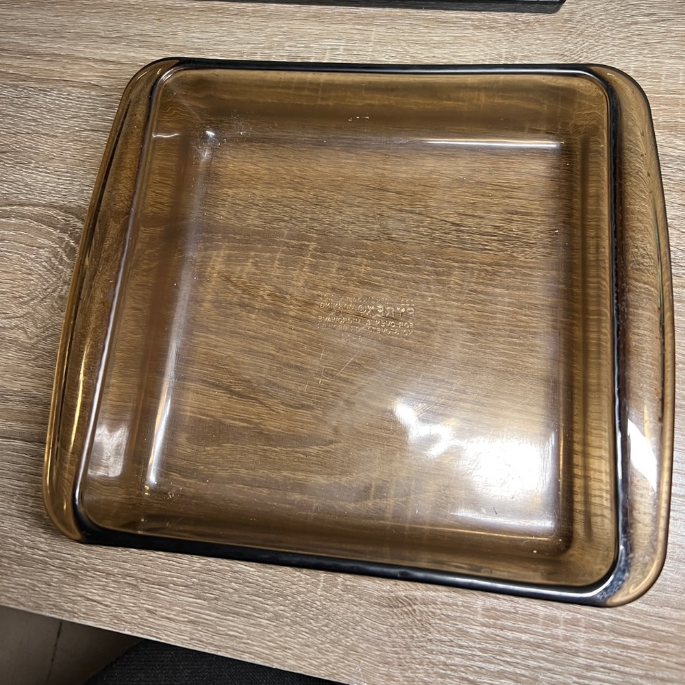 Pyrex Corning Vision Ware Amber Glass 21x21x5cm Casserole Dish Baking Pan